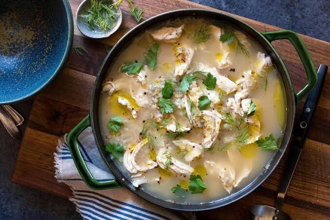 Lemon Chicken Soup with Cauliflower Rice (Avgolemono)😋