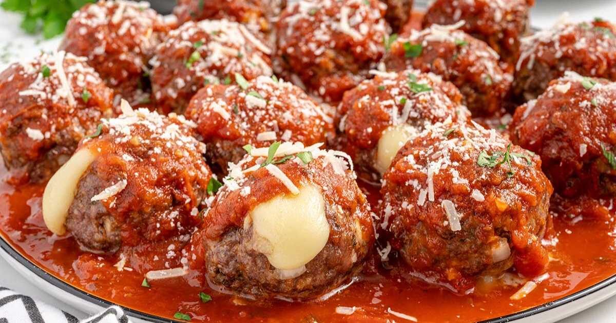 MOZZARELLA CHEESE STUFFED MEATBALLS