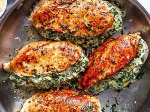 Spinach artichoke stuffed chicken breasts
