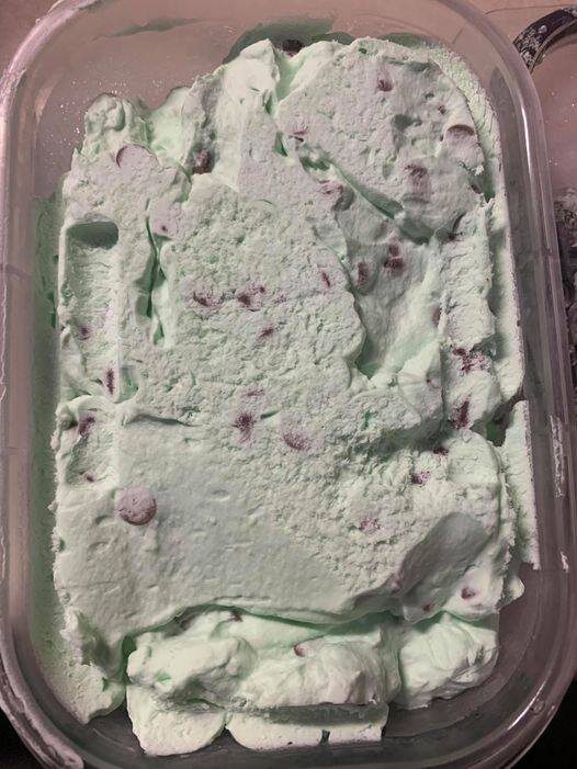 Keto Mint ice cream with chocolate chips!