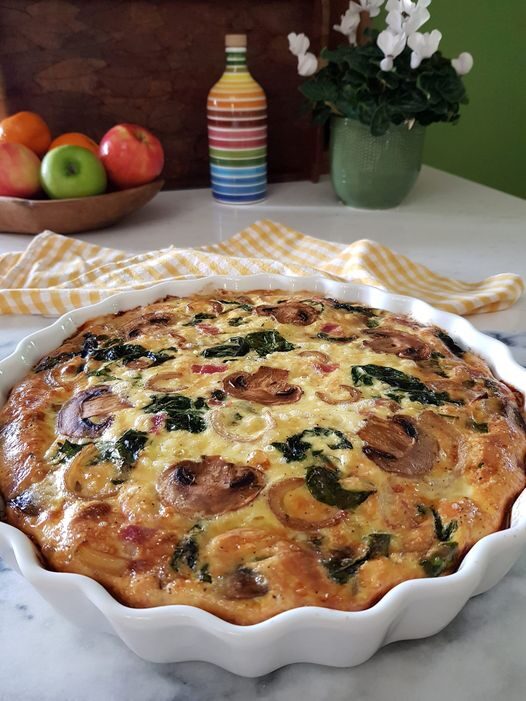 Baked Frittata with Bacon, Spinach & Mushrooms