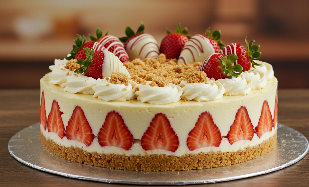 White Chocolate Strawberry Cheesecake – A Luxurious, No-Bake Delight