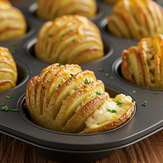 🧄🧀 Cheesy Garlic Butter Potato Stacks