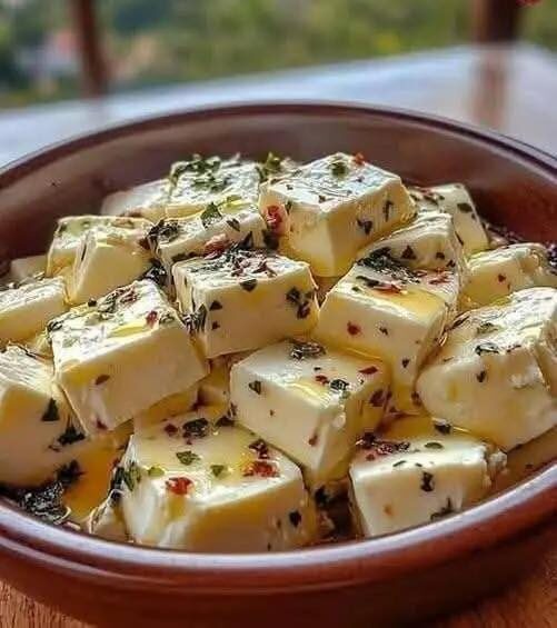 Marinated Feta Cheese Cubes (Mediterranean Style)