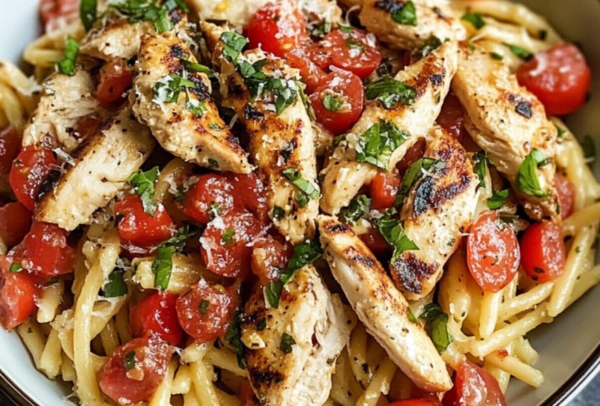 high Protein Bruschetta Chicken Pasta