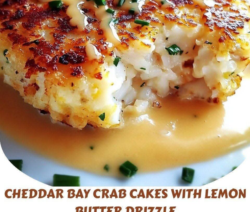 Cheddar Bay Crab Cakes with Lemon Butter Drizzle