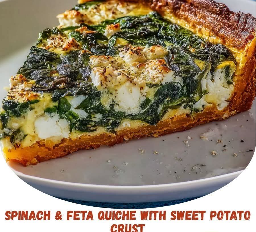 Spinach & Feta Quiche with Sweet Potato Crust
