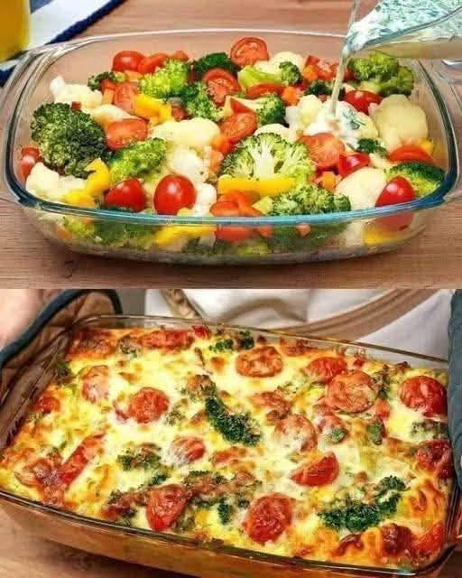 High-Protein Cheesy Veggie Bake