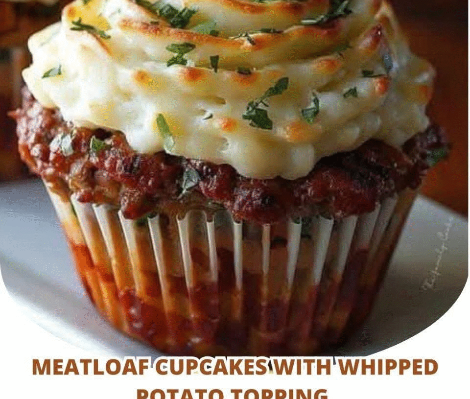 Meatloaf Cupcakes with Whipped Potato Topping