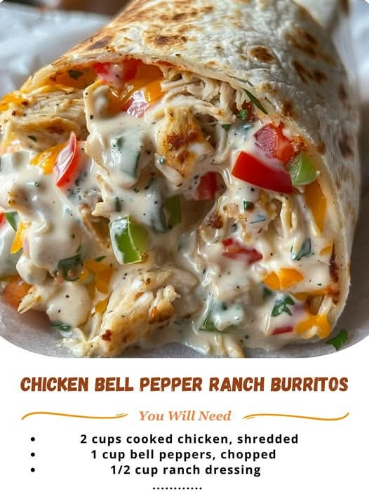 Chicken Bell Pepper Ranch Burritos