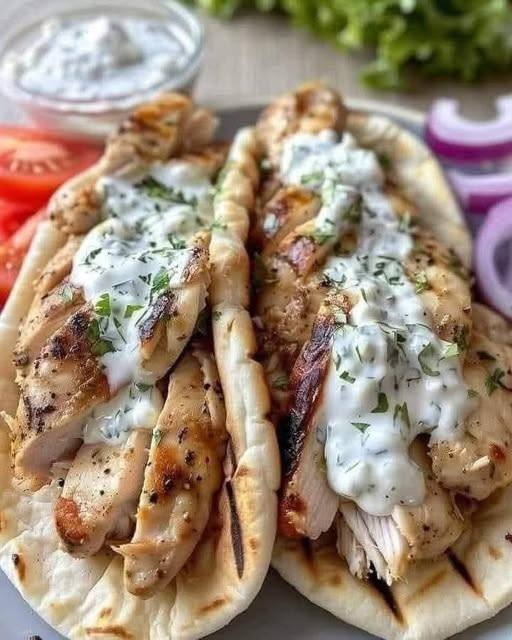 🇬🇷 Greek Chicken Gyros with Cucumber Tzatziki