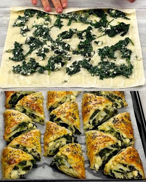 🥐 Spinach & Cheese Phyllo Triangles (Spanakopita-Style)