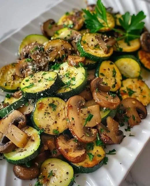 Garlic Butter Zucchini & Mushrooms