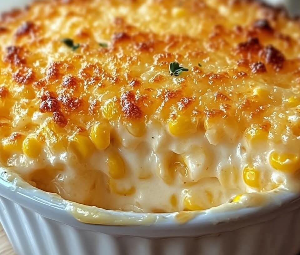 Honey-Glazed Corn Casserole with a Crispy Parmesan Crust