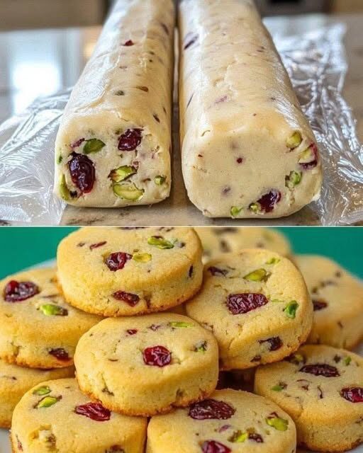 Cranberry Pistachio Shortbread Cookies