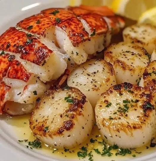 GARLIC BUTTER LOBSTER AND SCALLOPS