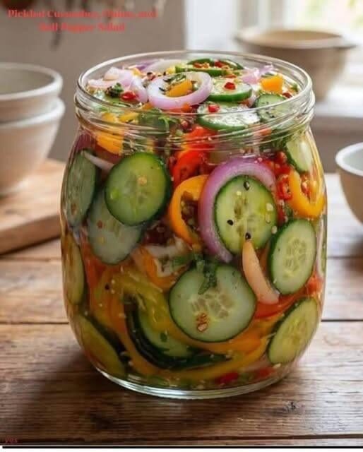 Mediterranean Pickled Cucumber, Onion & Bell Pepper Salad
