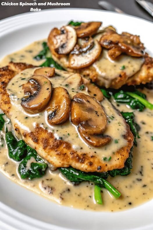 Chicken Spinach and Mushroom Bake