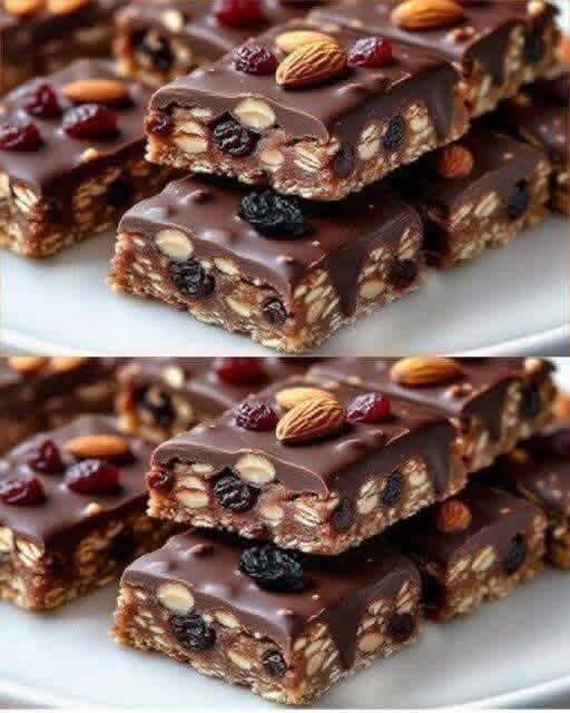 Chocolate Nut & Raisin Bars Recipe