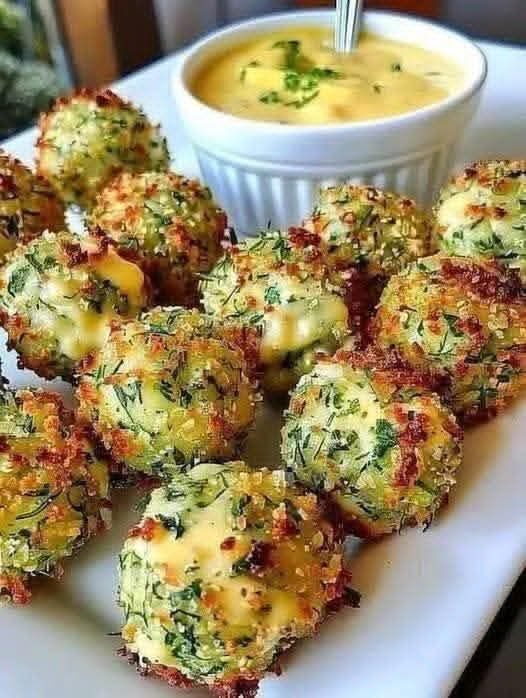 Crispy Cheesy Herb Bites with Creamy Dip