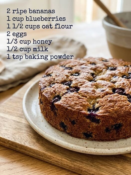 Moist, fruity, and naturally sweet with bursts of blueberry flavor. The bananas create a soft and tender crumb. A wholesome whole cake that feels comforting and satisfying.