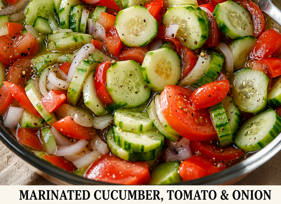 🥒 Marinated Cucumber, Tomato & Onion Salad