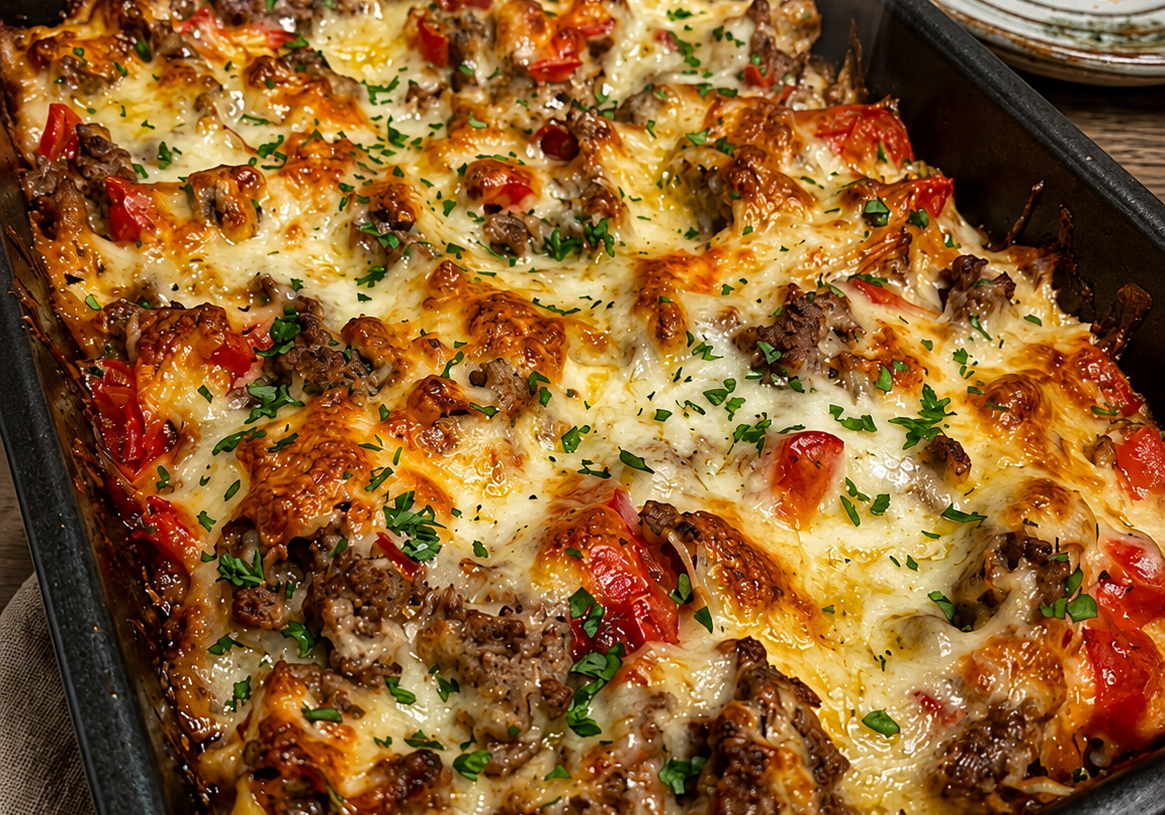 Cheesy Beef & Tomato Bake