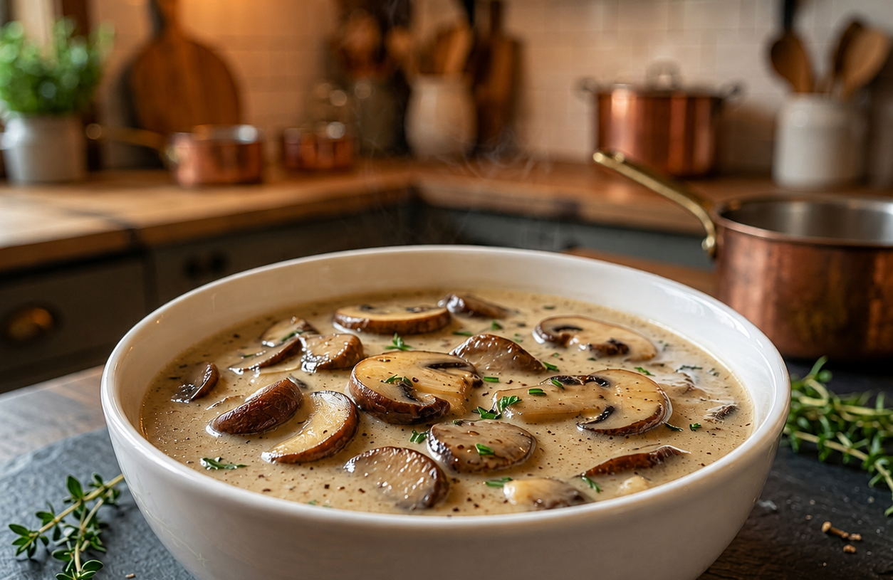 🍄 Creamy Garlic Herb Mushroom Soup