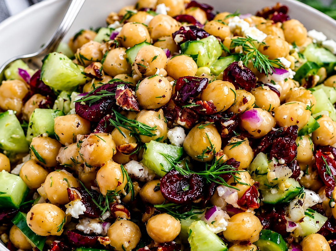 🥗 Mediterranean Chickpea, Cucumber & Cranberry Feta Salad
