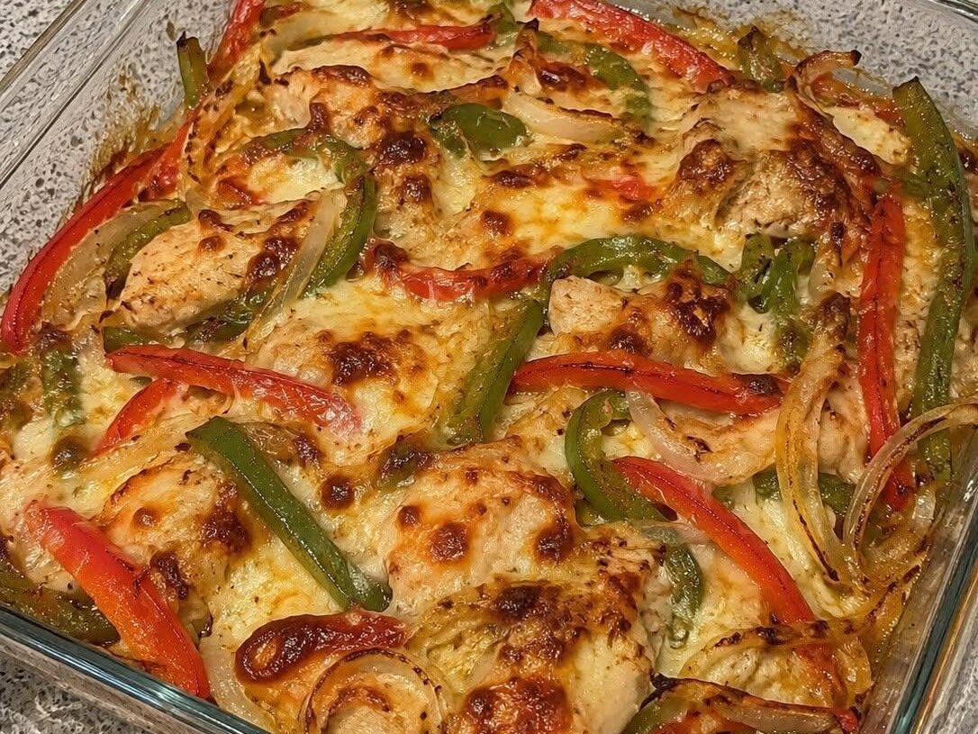 Cheesy Philly Cheesesteak Chicken Bake.