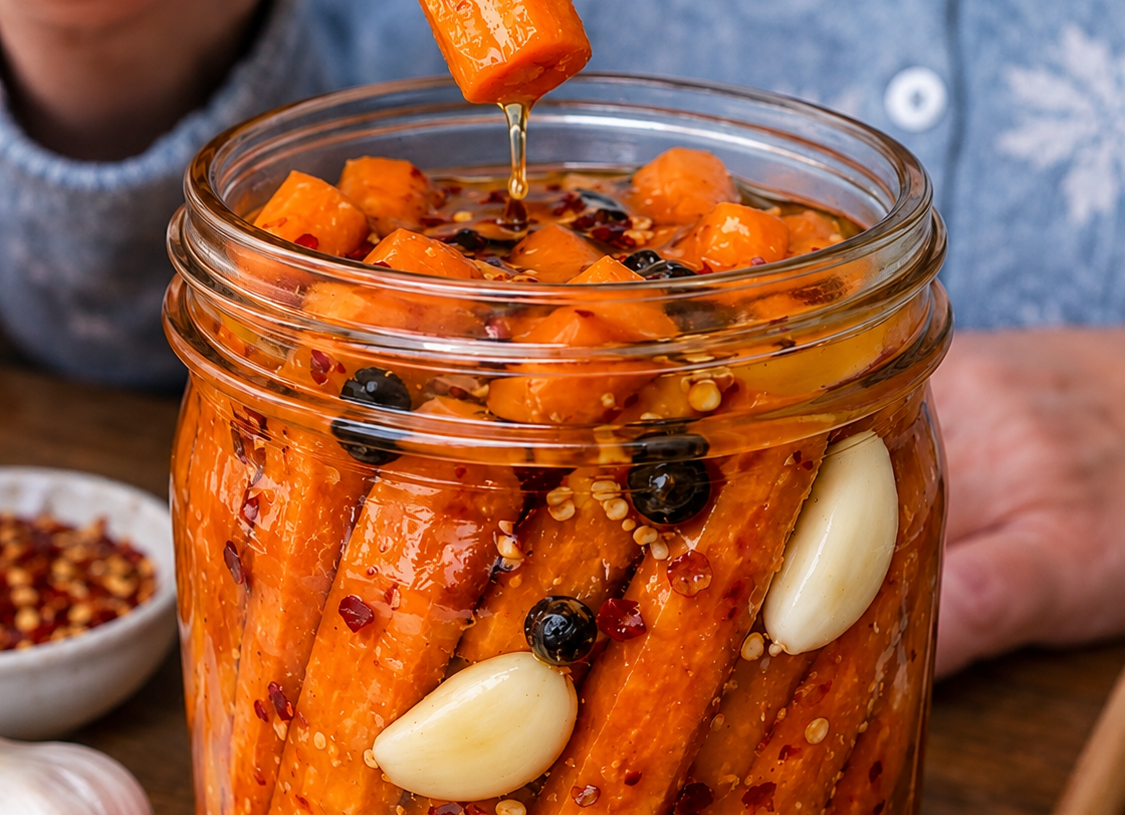 🌶️ Spicy Hot-Honey Pickled Carrots with Garlic