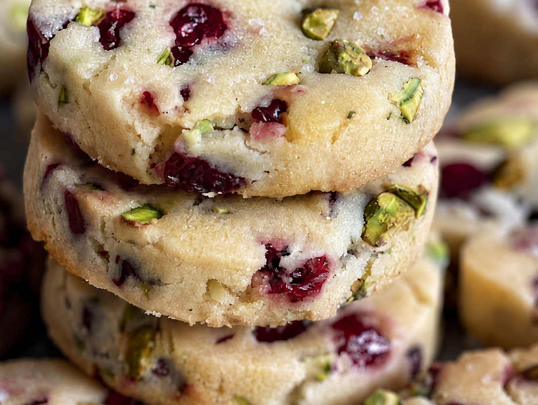 Cranberry Pistachio Shortbread Cookies 🍪💚❤️