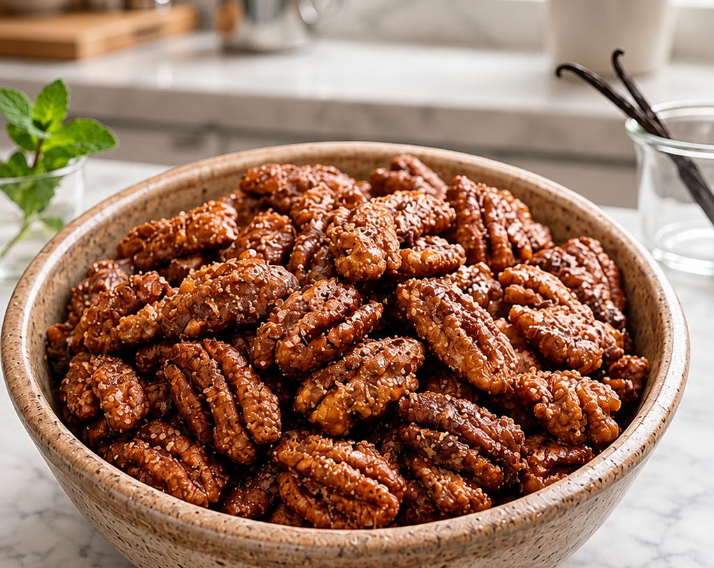 🍁 Cinnamon Maple Candied Pecans with Vanilla & Sea Salt
