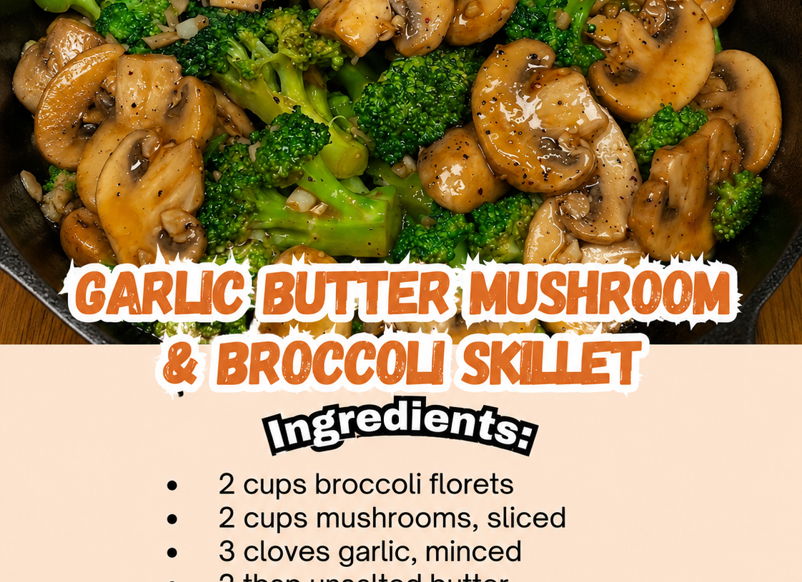 🥦 Garlic Butter Mushroom & Broccoli Skillet