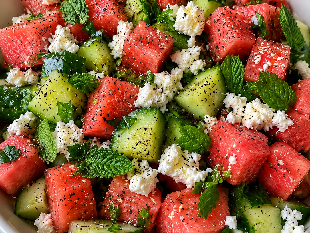 Watermelon Cucumber Feta Salad
