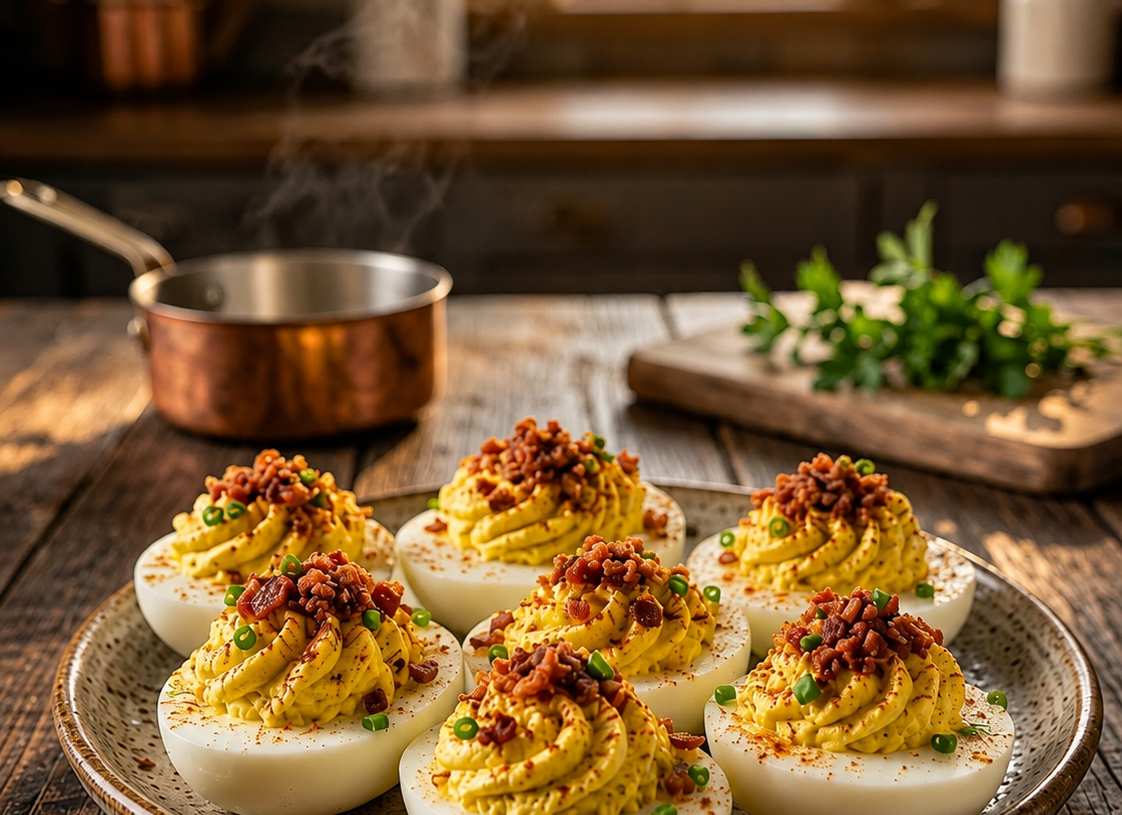 🥚 Classic Creamy Deviled Eggs with Crispy Bacon & Fresh Chives