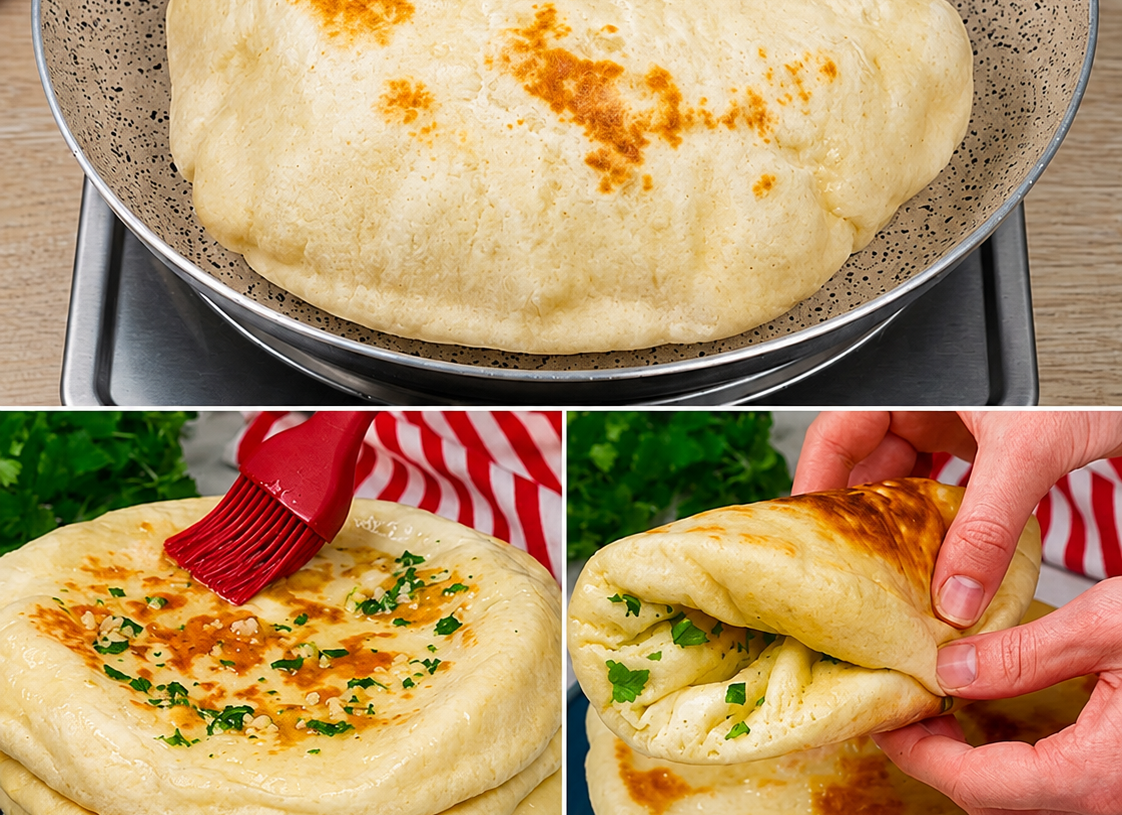 🫓 Soft & Fluffy Homemade Garlic Herb Flatbread