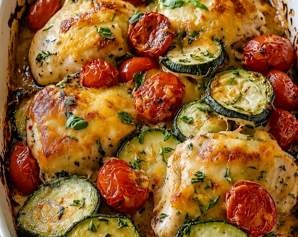 🍗 High-Protein Baked Chicken Zucchini Tomato Melt