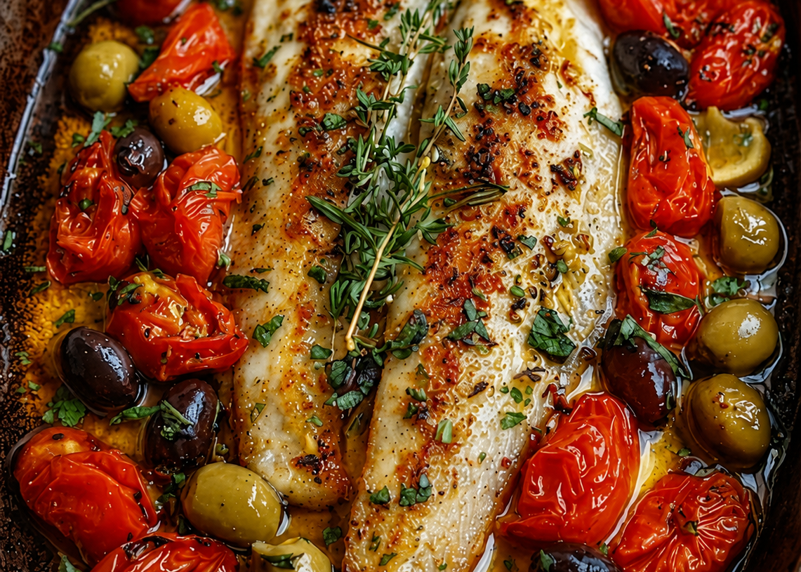 High-Protein Baked White Fish with Tomatoes & Olives 🐟🍅