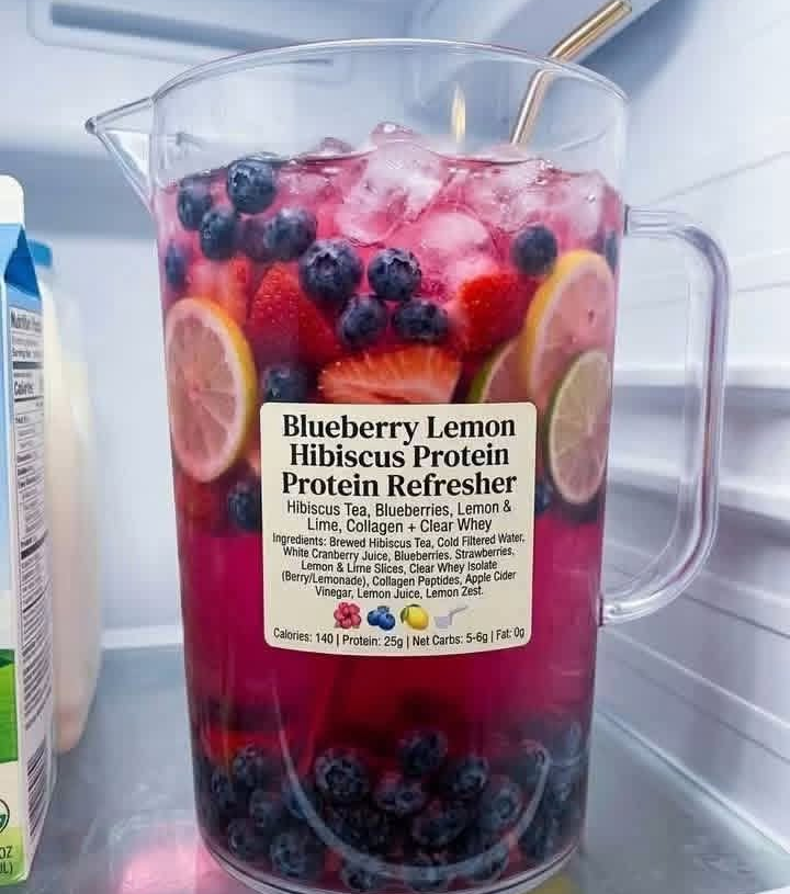 Blueberry Lemon Hibiscus Protein Refresher