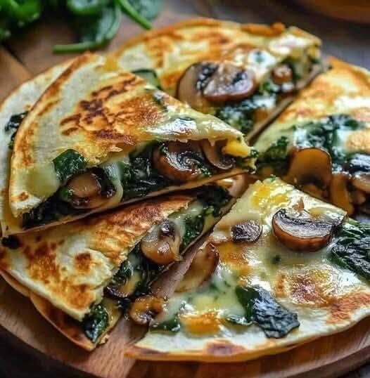 Spinach, Mushroom & Cheese Quesadillas