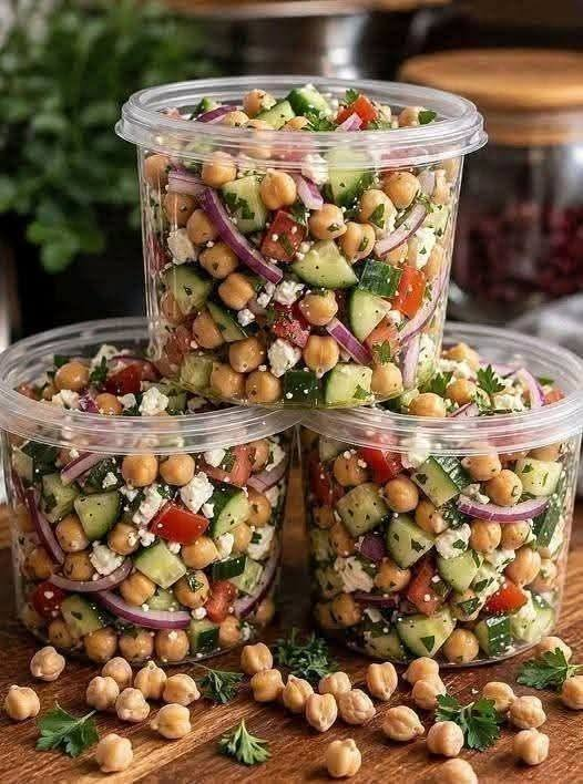Chickpea Feta Cucumber Salad — Small Batch