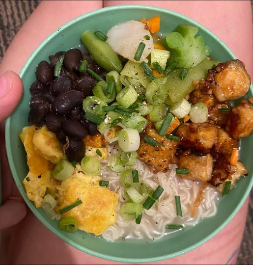 Asian-Inspired Crispy Chicken & Vegetable Noodle Bowl