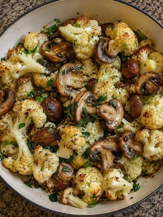 Garlic Herb Roasted Cauliflower & Mushrooms