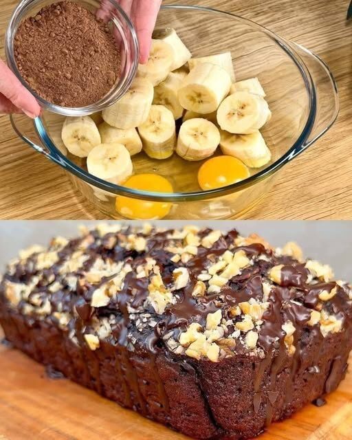 🍌🍫 Chocolate Banana Bread with Chocolate-Nut Topping