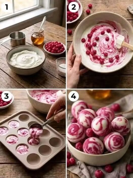 🍓 Frozen Raspberry Yogurt Bites