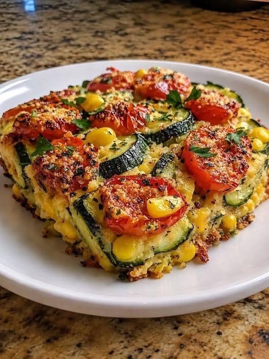 Zucchini, Corn & Tomato Vegetable Bake