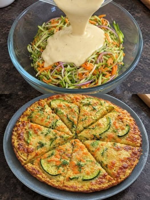 Zucchini Frittata + Creamy Zucchini-Carrot Slaw