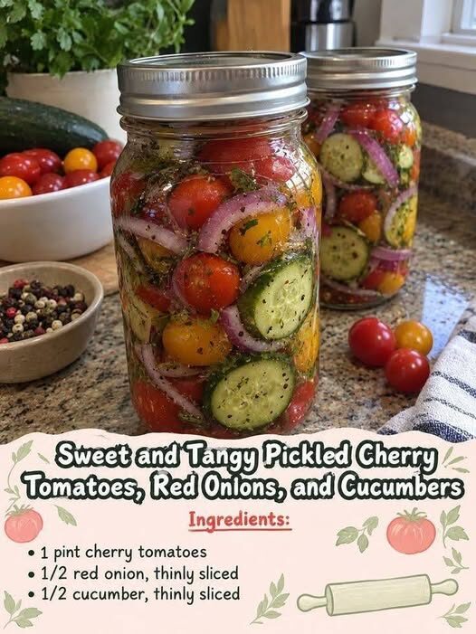 Mediterranean Pickled Cherry Tomatoes, Red Onions & Cucumbers – Fresh & Flavorful