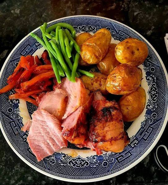 Brown Sugar Glazed Ham with Roasted Potatoes & Vegetables